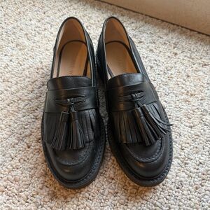 Stuart Weitzman Black Tassel Loafers